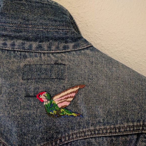 Hand Embroidered Jean Jacket - Picture 2 of 3